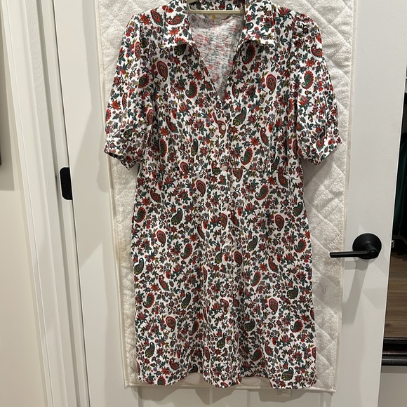 Boden Button Jersey Mini Tee Dandelion Paisley Print Casual Dress Size US 10 - Picture 6 of 16